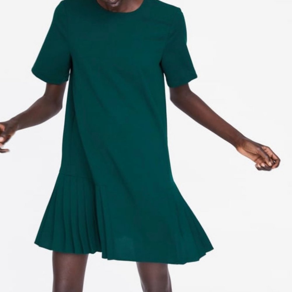 Deep Green Zara Dress with pleats